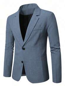 Manfinity Mode Men Space Dye Pocket Single Breasted Blazer Casual Suits For Men Blue Blazer Men Light Blue Suit Men Mens Casual Suits Slim Fit Mens Classy Clothes