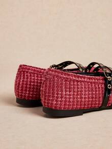 Rosivie 2025 Handwoven Niche Fashion Shoes, New Arrival Double Buckle Strap Ballet Flats For Women - Red - View 14