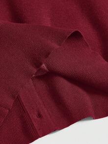 ROMWE Women's Gothic Spider Web Jacquard Knit Cardigan - Burgundy - View 5