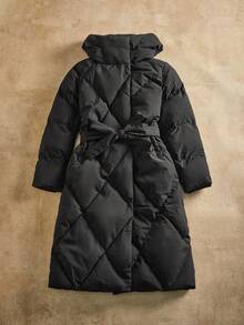 Anewsta Thick Long Hooded Quilted Women Jacket - Black - View 4