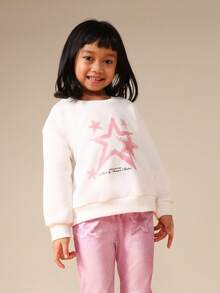 SUMWON Girls Star Print Sweatshirt And Pants Set Winter Casual Co-Ord Outfit - Pink - View 4