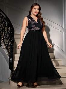 Gownix Plus Size Sleeveless Black Sequin Print Dress, Formal Gown For Party, Wedding Guest, Banquet, Plus Size Black Formal Dress, ,Saudi National Day Clothing , Saudi National Day Dress, New Year Dress , New Year Women's Clothes , New Year Look ,Long Party Dresses ,Plus Size Evening Gown,Black Dress, Evening Gown,Party Dress, Elegant Party Dress,Elegant Dress,Black Long Dress, Maxi Dress, Elegant Dresses For Party,Long Party Dress,Wedding Guest Dress,Wedding Party Dress,Wedding Guest Dresses, Fall Wedding Guest Dress,Evening Dress Chic Wedding,Graduation Dress, Prom Dress,Casual Dresses For Women,Fall Dresses For Women,Autumn Dress,Winter Dress, Winter Dresses For Women,New Year Dress,New Year Dress Women,New Year Clothes,Christmas Outfit For Women - Black - View 6