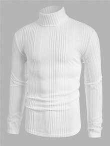 Manfinity VCAY 3pcs Men's Casual Knit Turtleneck T-Shirts, Daily Wear - Multicolor - View 3