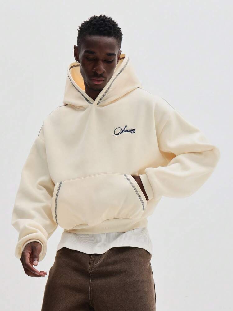 Crop Fit Embroidered Hoodie With Drawstring