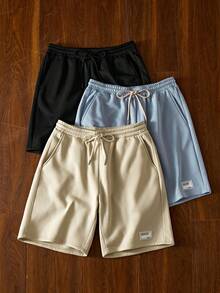 Manfinity Unisex 4件套男士针织休闲宽松纯色短裤，百搭日常穿着，青春时尚，情侣装 - 彩色 - 查看 6