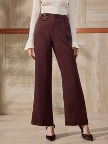 Modelyn Quần ống loe trơn màu đơn giản, thanh lịch, thời trang nữ mới đa năng khi đi làm - Cà phê nâu - Xem 1