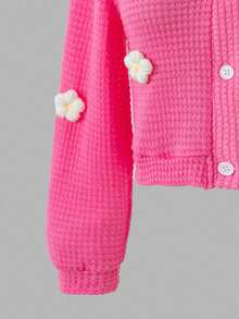 Sweetra 青少年女孩休闲花卉印花针织开衫夹克，秋季、假日、夏季、旅行 - 粉色 - 查看 5