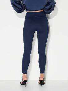 KIZN High Waisted Athletic Leggings With Logo Detail For Active Lifestyle Yoga Fitness Training - Blue - View 2