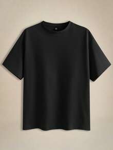 EASEVO 3 Peças/Conjunto Camisetas de Gola Careca de Manga Curta Casuais em Cores Sólidas, Plus Size, Adequadas para Uso Diário no Verão - Preto - Visão 4