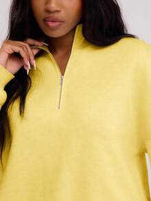 MUSERA Quarter Zip Oversized Sweatshirt Casual, Airport Graduation, Back To School, Teacher, Winter Carnival Vacation - Yellow - View 4