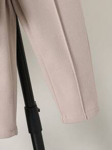 SHEIN 2pcs Young BoyCasual Suit Set - Collared Jacket And Pants - Mocha Brown - View 6