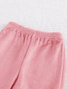 Cozy Pixies Conjunto de ropa casual para el hogar de 2 piezas para niña bebé, con cardigan de manga larga con cuello de solapa y ribete de contraste, y pantalones rectos de cintura elástica para otoño/invierno - Rosa Pálido - Ver 5