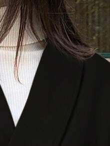 Aloruh Trendig svart överrock med fuzzy cuff, höst/vinter - Svart - Visa 7