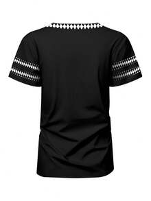 INAWLY Áo thun tay ngắn in hình thoi thường ngày dành cho nữ, mùa hè - Nhiều màu - Xem 2