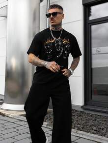 Artur Kramer 男士黑色休闲宽松牛仔裤，时尚舒适，垃圾摇滚 - 黑色 - 查看 4