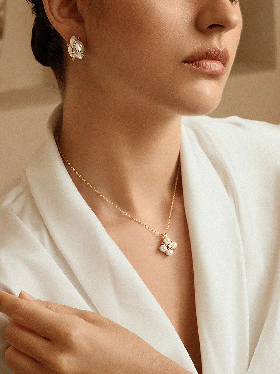 Opalesca Dây chuyền mặt ngọc trai, Trang phục, Tiền cũ, Phụ kiện cưới/cô dâu, Fairycore/Fairy, Ngọc trai, Kim loại/Kết cấu, Mùa thu/Thu/Đông, Thanh lịch, Dành cho mẹ/Phụ nữ/Bé gái/Mẹ, Cao cấp, Cổ điển, Nhiều lớp - Nhiều màu - Xem 1