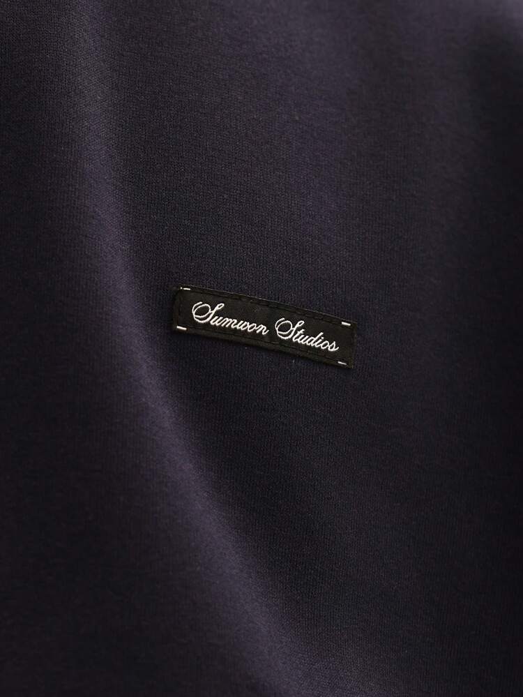 끈이 달린 쿼터 지퍼 후드 티셔츠