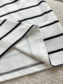 GlowEve 2 pièces Ensemble élégant de chemise à manches longues rayée et pantalon avec poches et ceinture pour femmes, idéal pour le trajet domicile-travail - Noir - Voir 5