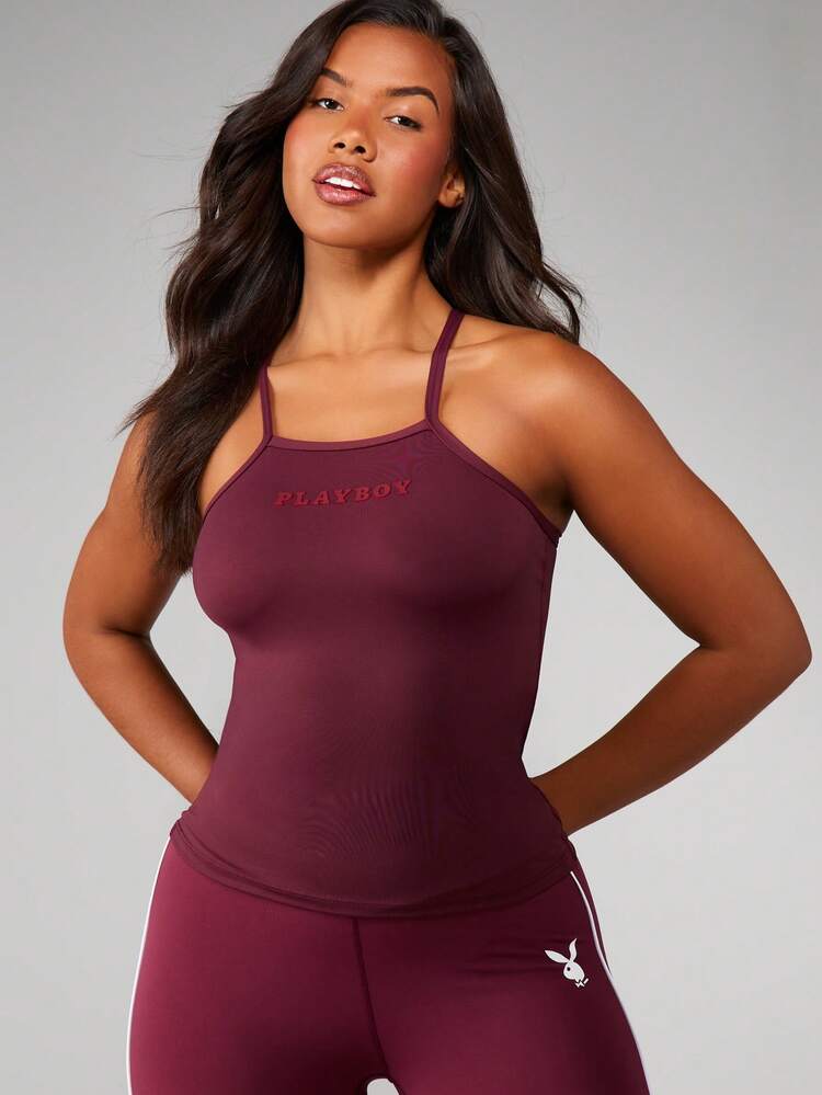 Missguided x Playboy Fitted Tank Top With Bodycon Design For Activewear And Yoga Sessions