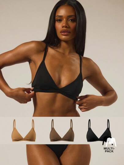 MUSERA ESSENTIALS 三角可调节肩带文胸 3 件装 秋季居家休闲 冬季内衣 日常必备 春夏季度假休闲