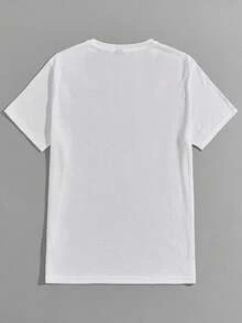 Manfinity BRENVOR Men 2pcs Bird Embroidery Short Sleeve Tee, Boyfriend Gift, For Work, Summer, Couple Things - Multicolor - View 2