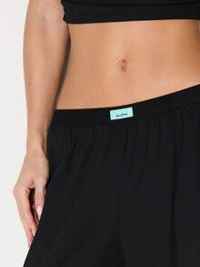 KIZN 女士柔软触感针织吊带长裤家居服套装，舒适透气 - 黑色 - 查看 4