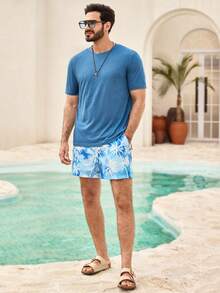 Manfinity VCAY 3pcs Pack Men's Casual Fish Print Round Neck Short Sleeve Knit T-Shirt, Summer - Multicolor - View 6