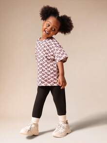 SUMWON 超大爱心印花短袖圆领女童休闲舒适T恤 - 彩色 - 查看 3