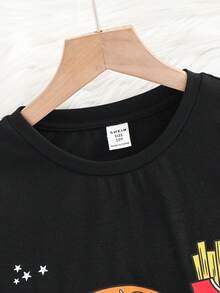 SHEIN Tween Boy Casual Minimalist Round Neck Short Sleeve T-Shirt And Hamburger Print Loose Pajama Pants 2 Pieces Sleepwear Set - Multicolor - View 7