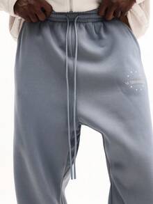 SUMWON Straight Fit Sweatpants With Star Circle Branding Casual Comfort Loungewear Fall Winter Plain - Grey - View 7