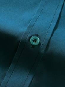 Manfinity Mode 男士紫红色长袖休闲商务衬衫 - 水鴨藍 - 查看 6