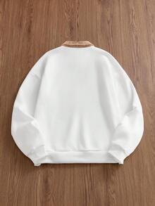 SWAVVY 男士撞色刺绣英文字母 Polo 领卫衣，秋冬服装，情侣装 - 彩色 - 查看 3