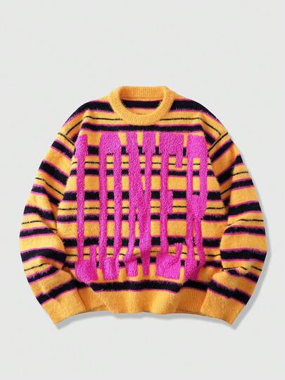 Street Life Men's Striped Jacquard Knit Sweater, Loose Fit