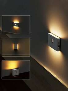 1/2/4 LED 感应夜灯，无线 USB 充电，上下感应灯，护眼，床头夜灯，易于安装的感应器，衣柜灯，家居装饰，卧室，浴室，客厅，办公室橱柜，厨房，走廊，餐厅，氛围灯（款式：无缝玻璃/圆形镜片）