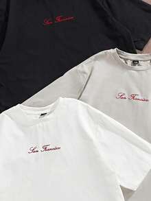 Manfinity VCAY 3pcs Pack Men's Simple Printed Crew Neck Short Sleeve T-Shirt - Multicolor - View 3