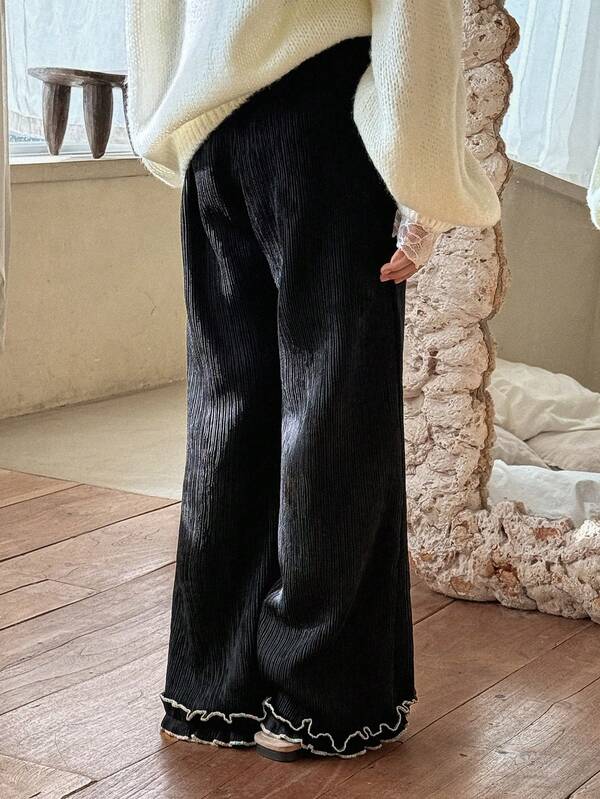 DAZY Tween Girls' Casual Solid Color Loose Straight Leg Pants