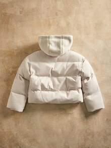 Anewsta Thick H-Shaped Mid-Length Faux Fur Collar Loose Women Jacket With Side Pockets - Beige - View 2