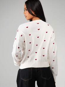 MISSGUIDED 心形图案针织套头毛衣 长袖休闲假日圣诞毛衣 - 彩色 - 查看 2