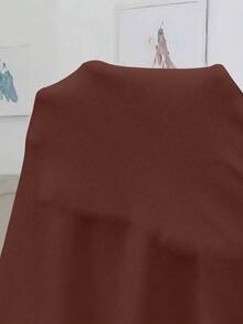 SHEIN Clasi 大码优雅纯色蕾丝边吊带连衣裙 - 棕色 - 查看 7