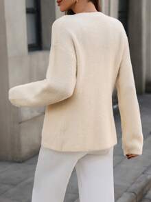 Pariaura Casual Solid Color Cardigan With Dual Pockets, Autumn/Winter Knitted Cardigan For Women Women Sweaters Winter Clothes For Women Sweaters Classic Clothes For Women Neutral Clothes For Women Summer Cardigan For Women - Apricot - View 2