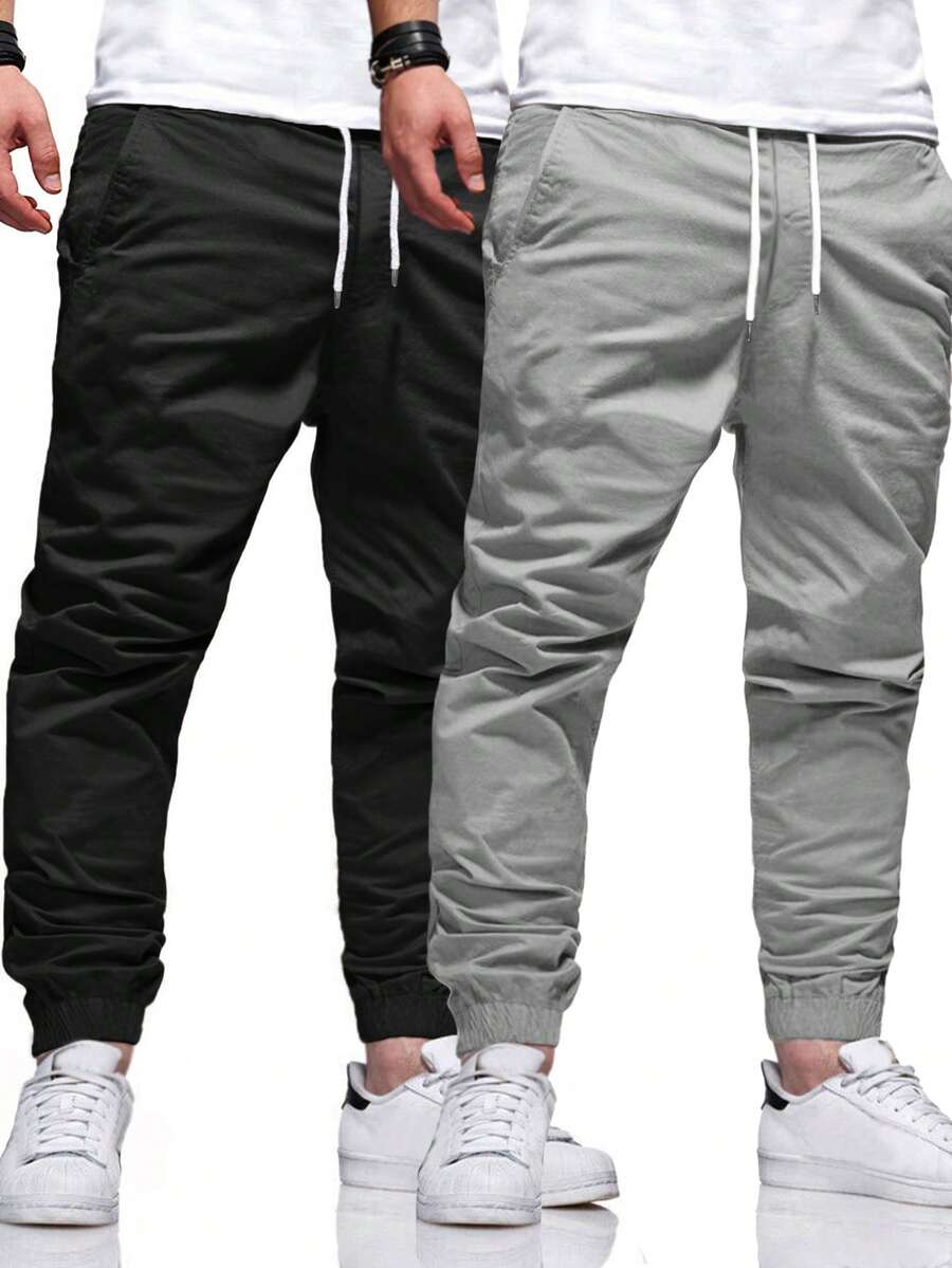 Manfinity Homme Men's Drawstring Pocket Daily Casual Outdoor Jogger Pants, For Fall - Multicolor - View 1