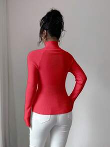 Chiquease Y2K Elegant Outdoor Knit Pullover Sweater, Suitable For Commuting, Holiday, And Daily Wear - Red - View 2