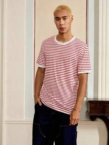 SWAVVY Men's Striped Print Crew Neck Casual Versatile Summer Short Sleeve T-Shirt - Multicolor - View 5