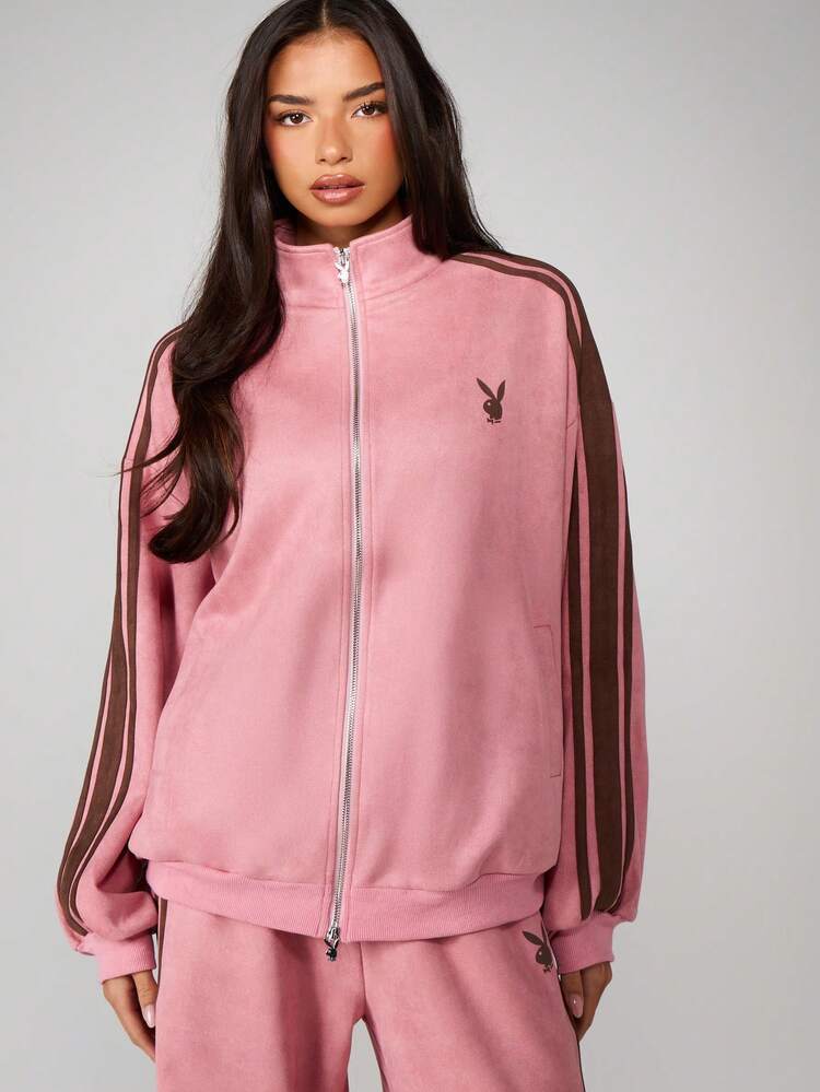Missguided x Playboy Full Zip Sweatshirt With Side Stripes