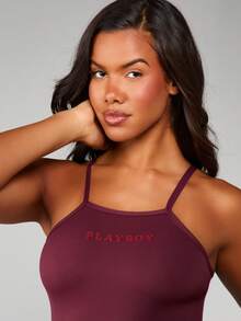 Missguided x Playboy Fitted Tank Top With Bodycon Design For Activewear And Yoga Sessions - Red - View 5