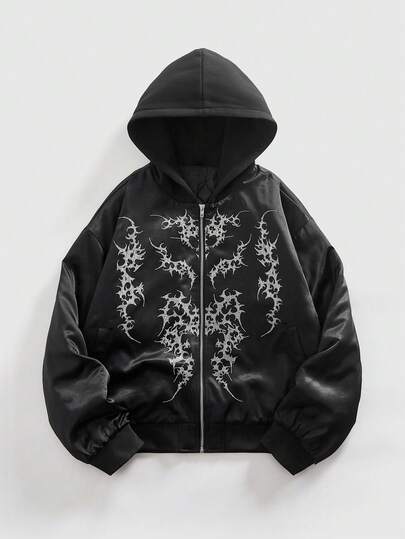 Street Life معطف كاجوال مبطن مزود بسحاب وقبعة للرجال، بأكمام واسعة وطويلة