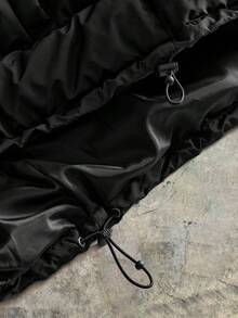 AXEPEAK Men Loose Solid Color Hooded Pocket Long Sleeve Padded Coat, Regular Fit, Winter - Black - View 5