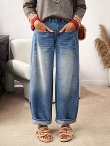 EMERY ROSE Damen Ausgewaschene Lässig Jeans