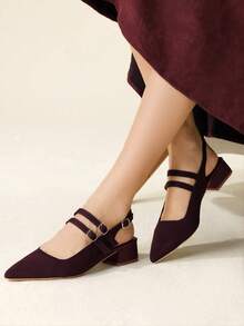 CUCCOO BASICS Damen Spitzschuh Schnallen Design Lässig Mode Ballerinas