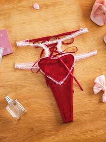 女士性感交叉带丁字裤，圣诞节特惠 - 紅色 - 查看 6